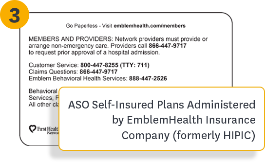 Sample ID Card - ASO Self-Insured Plans Administered by EmblemHealth Insurance Company (formerly HIPIC)
